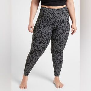 Athleta Gray and Black Leopard Elation Ultra High Rise Leggings
